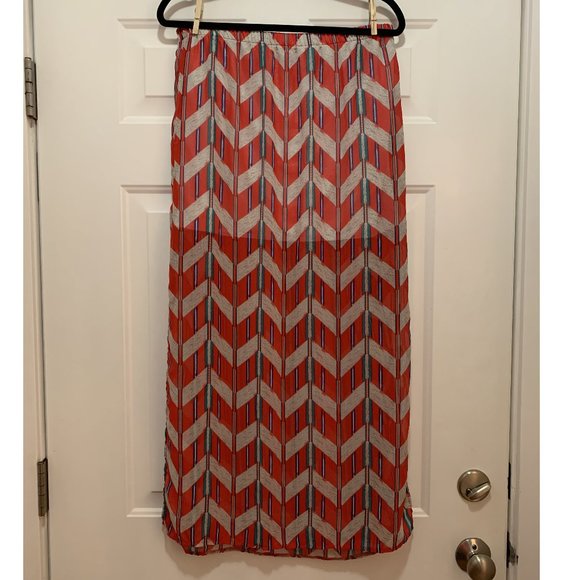 Pacsun Kirra Red and Blue Aztec Striped Maxi Skirt - Picture 2 of 7